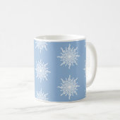 Winter Blue Ornamental G-Clef Snowflake Muster Kaffeetasse (VorderseiteRechts)
