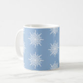 Winter Blue Ornamental G-Clef Snowflake Muster Kaffeetasse (Vorderseite Links)