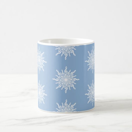 Winter Blue Ornamental G-Clef Snowflake Muster Kaffeetasse (Mittel)