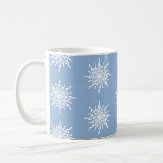 Winter Blue Ornamental G-Clef Snowflake Muster Kaffeetasse (Links)