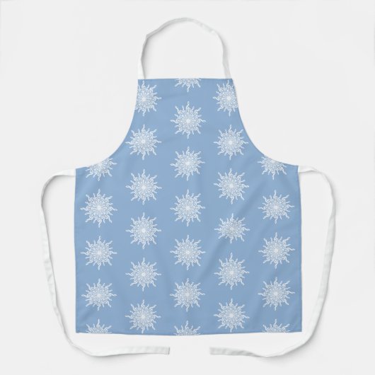 Winter Blue Ornamental G-Clef Snowflake Muster Schürze (Vorderseite)