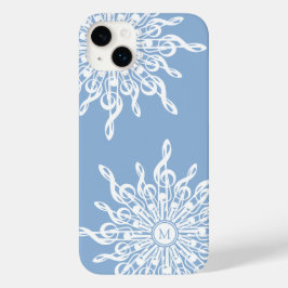 Winter Blue Ornamental Monogram G-Clef Snowflake iPhone 16 Hülle