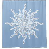 Winter Blue Ornamental Monogram G-Clef Snowflake Duschvorhang (Vorderseite)