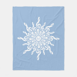 Winter Blue Ornamental Monogram G-Clef Snowflake Fleecedecke