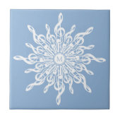 Winter Blue Ornamental Monogram G-Clef Snowflake Fliese (Vorderseite)