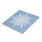 Winter Blue Ornamental Monogram G-Clef Snowflake Fliese (Seite)