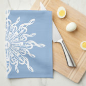 Winter Blue Ornamental Monogram G-Clef Snowflake Geschirrtuch (Viertel Falte)