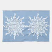 Winter Blue Ornamental Monogram G-Clef Snowflake Geschirrtuch (Horizontal)