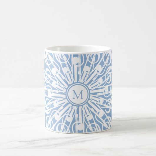 Winter Blue Ornamental Monogram G-Clef Snowflake Kaffeetasse (Mittel)