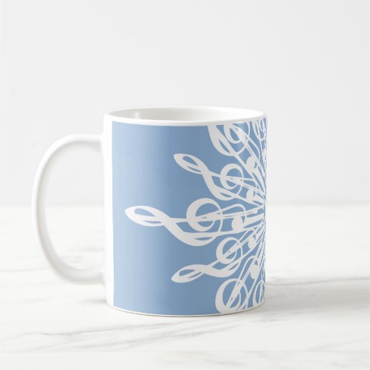 Winter Blue Ornamental Monogram G-Clef Snowflake Kaffeetasse (Links)
