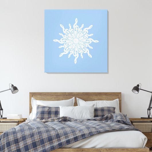 Winter Blue Ornamental Monogram G-Clef Snowflake Leinwanddruck (Insitu (Schlafzimmer))