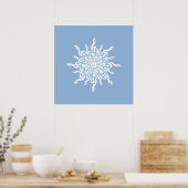 Winter Blue Ornamental Monogram G-Clef Snowflake Poster (Küche)