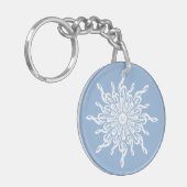Winter Blue Ornamental Monogram G-Clef Snowflake Schlüsselanhänger (Vorderseite links)