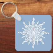 Winter Blue Ornamental Monogram G-Clef Snowflake Schlüsselanhänger (Vorderseite)