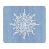 Winter Blue Ornamental Monogram G-Clef Snowflake Schneidebrett (Vorderseite)