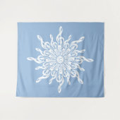 Winter Blue Ornamental Monogram G-Clef Snowflake Wandteppich (Vorderseite (Horizontal))
