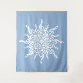 Winter Blue Ornamental Monogram G-Clef Snowflake Wandteppich (Vorderseite)