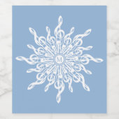 Winter Blue Ornamental Monogram G-Clef Snowflake Weinetikett (Einzelnes Label)