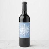 Winter Blue Ornamental Monogram G-Clef Snowflake Weinetikett (Vorderseite)