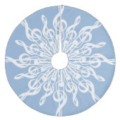 Winter Blue Ornamental Treble Clef Snowflake Fleece Weihnachtsbaumdecke (Vorderseite)