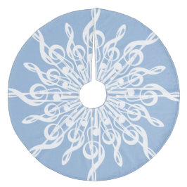 Winter Blue Ornamental Treble Clef Snowflake Fleece Weihnachtsbaumdecke