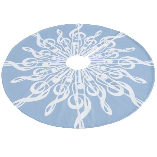 Winter Blue Ornamental Treble Clef Snowflake Fleece Weihnachtsbaumdecke (Schrägansicht)