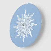 Winter Blue Ornamental Treble Clef Snowflake Große Wanduhr (Winkel)