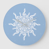 Winter Blue Ornamental Treble Clef Snowflake Große Wanduhr (Vorderseite)