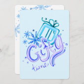 Winter Blue Purple Thank You Card with Snowflakes  Dankeskarte (Vorne/Hinten)