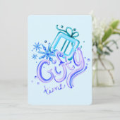Winter Blue Purple Thank You Card with Snowflakes  Dankeskarte (Stehend Vorderseite)