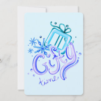 Winter Blue Purple Thank You Card with Snowflakes Dankeskarte