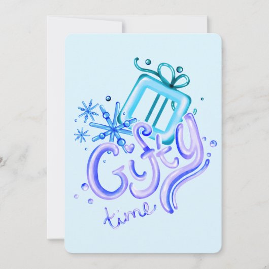 Winter Blue Purple Thank You Card with Snowflakes Dankeskarte (Vorderseite)