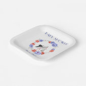 Winter Blue Red Floral Watercolor Babydusche Pappteller (Gewinkelt)