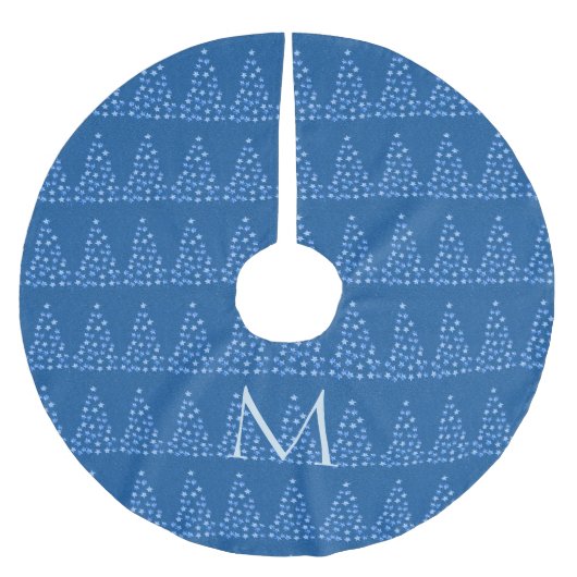 Winter Blue Retro Starry Weihnachtsbaum Muster Polyester Weihnachtsbaumdecke (Vorderseite)