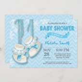 Winter Blue Shoes Boy Baby Dusche Einladung (Vorne/Hinten)
