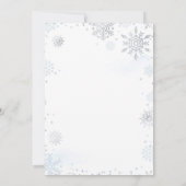 Winter Blue & Silver Snowflake Baby Dusche Einladung (Rückseite)