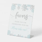 Winter Blue Silver Snowflake Favoriten Bitte nehme Sockelschild (Vorderseite)