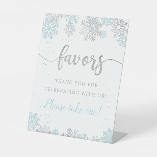 Winter Blue Silver Snowflake Favoriten Bitte nehme Sockelschild (Vorderseite)