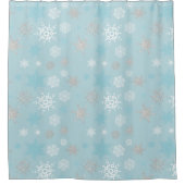 Winter Blue Silver Snowflake Muster Duschvorhang (Vorderseite)