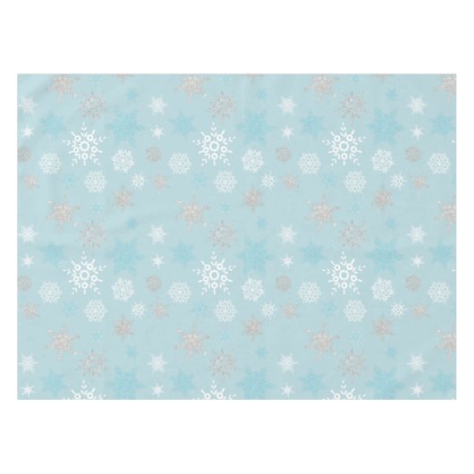 Winter Blue Silver Snowflake Muster Tischdecke (Vorderseite (Horizontal))