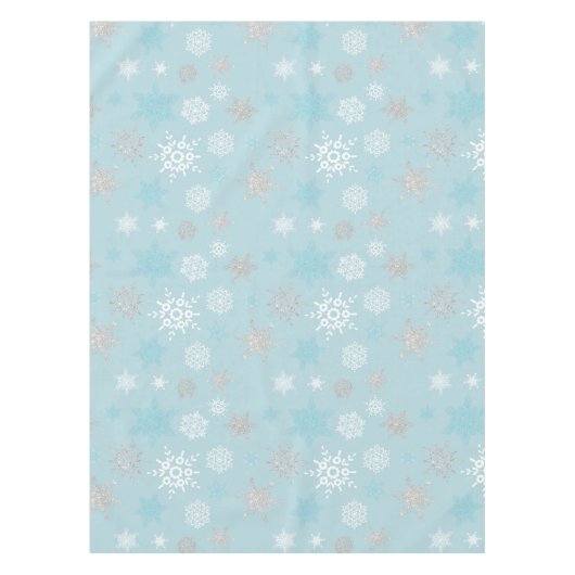 Winter Blue Silver Snowflake Muster Tischdecke (Vorderseite)