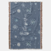 Winter Blue Silver Snowflakes Christmas Decke (Vorderseite Vertikal)