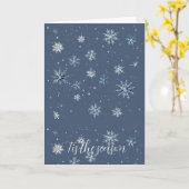 Winter Blue Silver Snowflakes Christmas Karte (Gelbe Blume)