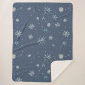 Winter Blue Silver Snowflakes Christmas Sherpadecke (Vorderseite)