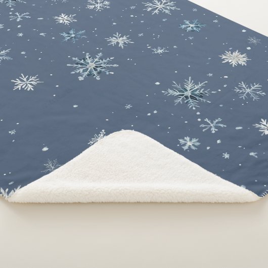 Winter Blue Silver Snowflakes Christmas Sherpadecke (3/4)