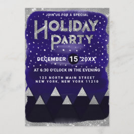 Winter Blue Silver Snowy Mountains Feiertag Einladung