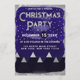 Winter Blue Silver Snowy Mountains Weihnachtsfest  Einladung