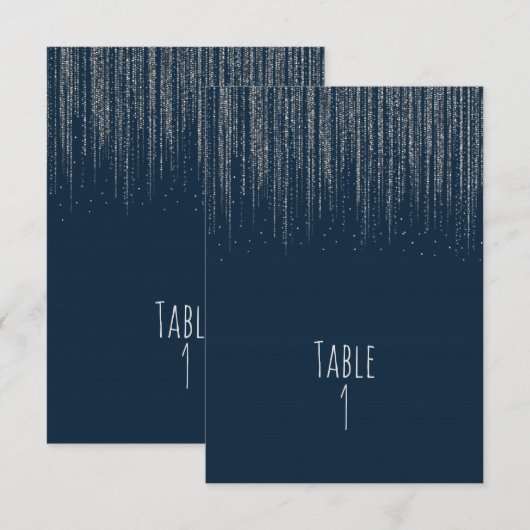 Winter Blue & Silver Sparkling Ice Lights Table Einladung (Vorne/Hinten)