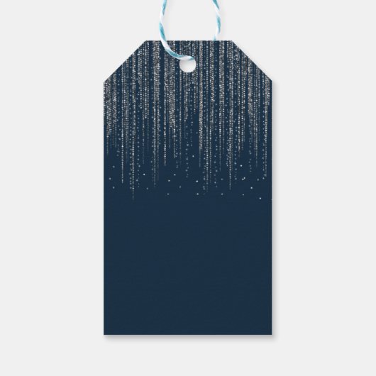 Winter Blue & Silver Sparkling Ice Lights Wedding Geschenkanhänger (Rückseite)