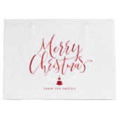 Winter Blue Simple Calligraphy Frohe Weihnachten Große Geschenktüte (Vorderseite)